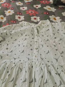 Bird Print Cotton Dress