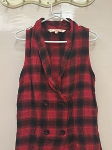 Red Plaid Sleeveless Dress