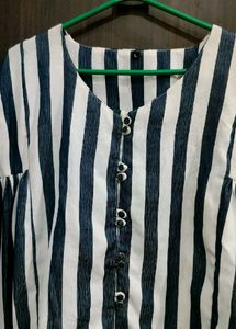 Party Wear Trendy Blue &amp; White Lining Top