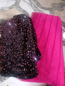Pink Sequin Saree