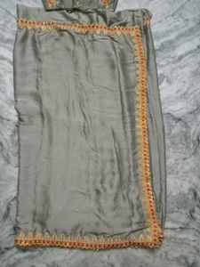 Grey Work Saree