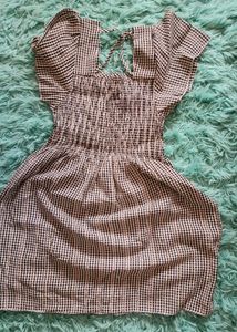 Gingham Smocked Mini Dress