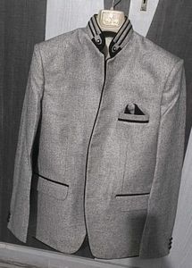 Black Jet Slim Fit Ethnic Blazer For Men