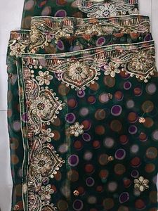 Green Embellished Saree