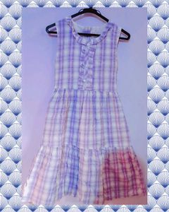 Cute Lavender Check Print Fit & Flare Dress💜