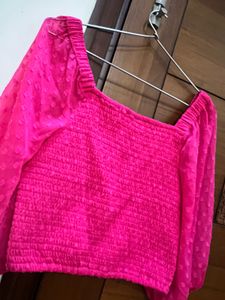 Pink Ruched Crop Top