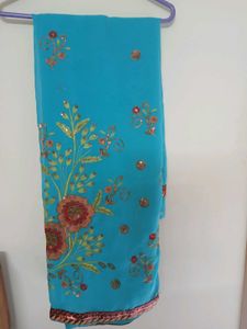 Casual Saree With Chumky Work Unused