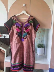 4XL Embroidery Beautiful Cotton Straight Kurti 😍