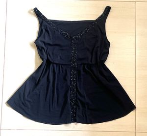 90s Elegant Black Fitted Sleeveless Top