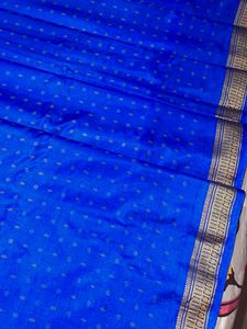 Royal Blue Printed Silk Saree