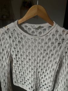 H&amp;M Off White Hole Knit Jumper