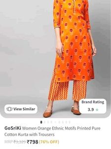 Brand New Orange Kurta Set (GoSriKi)