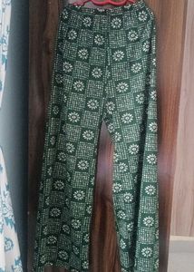 M-L Size Green Floral Wide Leg Plazo