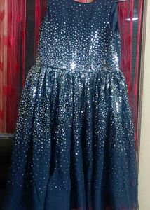 Sparkling Navy Blue Sleeveless Dress for Girls