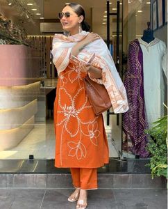Orange Women Kurta Set