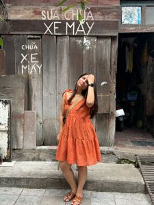 Rust A-Line Cotton Mini Dress