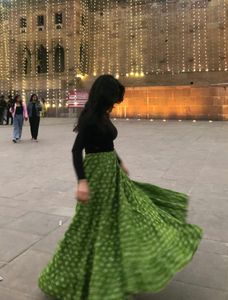 Green Floral Print Ethnic Skirt