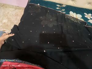Elegant Black Embroidered Saree