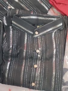 Striped Black Kurta