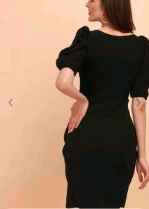 Little Black Dress with Puff Sleeves