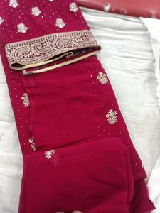 Red &amp; Gold Embroidered Salwar Kameez