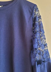 Navy Blue Flared Sleeve Top