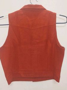 Retro red Vest with Pockets