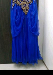 Elegant Blue &amp; Gold Evening Gown