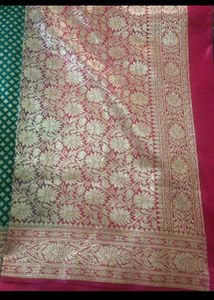 Offer Katan Banarasi Silk Saree pink And Rama Gree