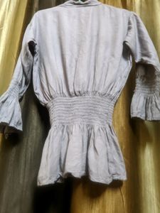 Grey Stylish Shirt Top Waist Free Size