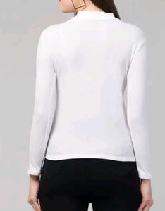 White Zipper Mock Neck Top