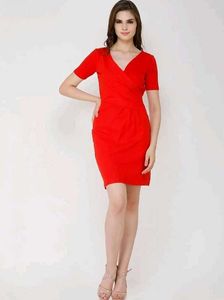 Red V-Neck Dress