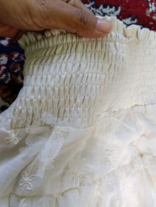 cream Tiered Mini Skirt