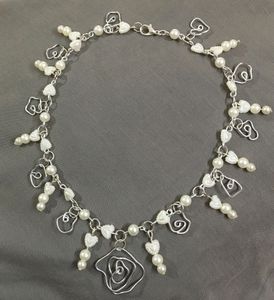 Wimsical Flower&amp;Pearl Heart Necklace/earrings Set