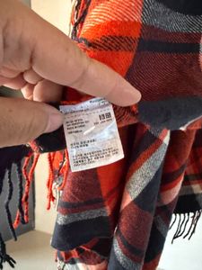 Uniqlo Plaid Fringe Poncho
