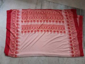 Elegant White &amp; Red Saree