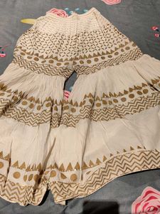 White &amp; Gold Print Garara Pants