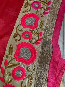 Pink Floral Embroidery Saaree