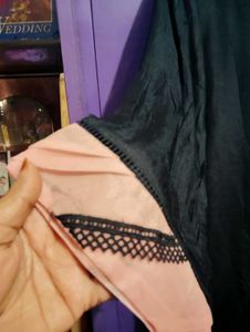 Black Party Wear Kurta Embroidery Inner Attached
