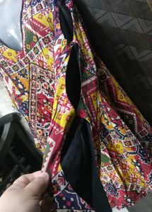 Boho Patchwork Print Cold Shoulder Top
