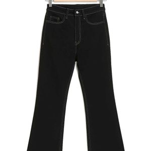 Black Flare Jeans - White Stitch Detail