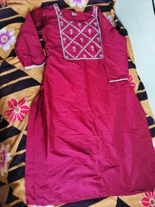 Maroon Embroidered &Combo Kurts