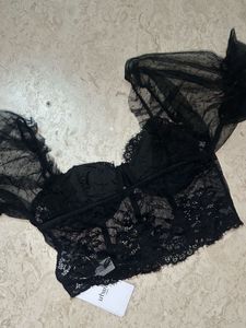 URBANIC: Black Lace Puff Sleeve Corset Top🖤