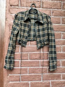 🩶Plaid Cropped Jacket