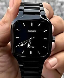 Stylish Black Square Dial Quartz Watch – Men&#39;s Fas