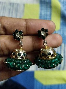 Green Jhumka Earrings