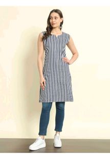​💙 Effortless Chic: The Blue Printed Straight Kur