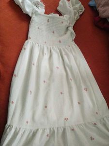 White Floral Smocked Dress
