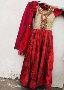 Red & Gold Anarkali Suit