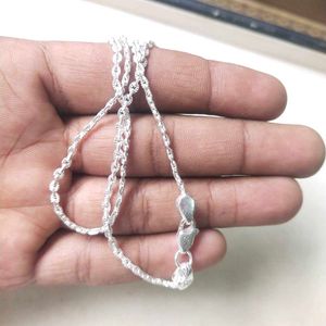 Pure Silver Mix Link Snack Chain 20 Inch